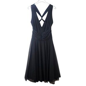 Ganine Black Party Dress Women Sleeveless Cocktail Evening Size L Back Zip